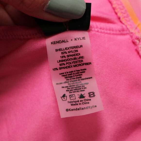 Kendall & Kylie One Shoulder Swimsuit Gradient Pink Orange Tie Dye Size L - Picture 9 of 10